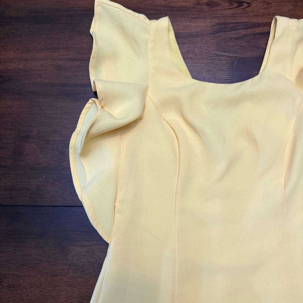 BCBGeneration Ruffle Sleeve Yellow Mini Dress - Picture 4 of 13